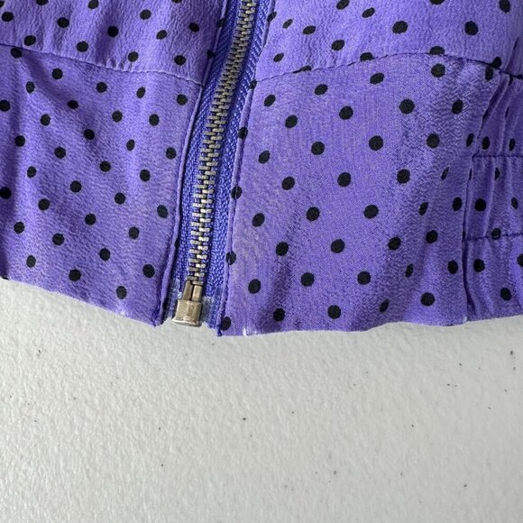 Chicos Design Silk Purple Polka Dot Zip Up Hooded Lightweight Jacket Size L (2) - Picture 4 of 14